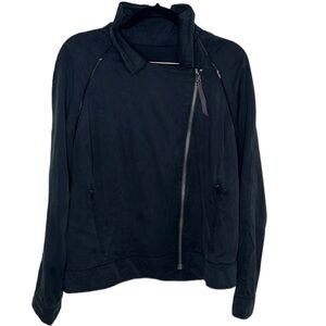 Lululemon Soft Summer Black Asymmetrical Zip Lightweight Vent Jacket NO SIZE